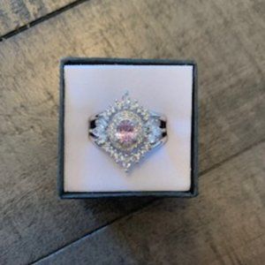 Bomb Party Ring Lab Created Dark Pink Sapphire Size 10 Brand New in Box